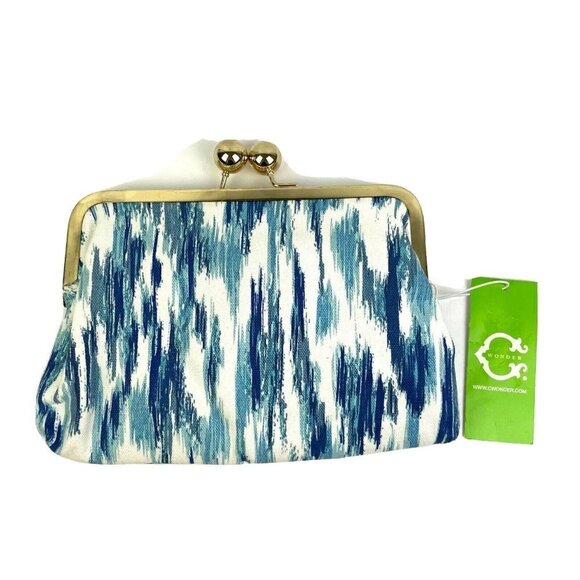 C. Wonder Ikat Clutch Bag Watercolor Kiss Lock Small Handbag Purse Brand New - Picture 1 of 6